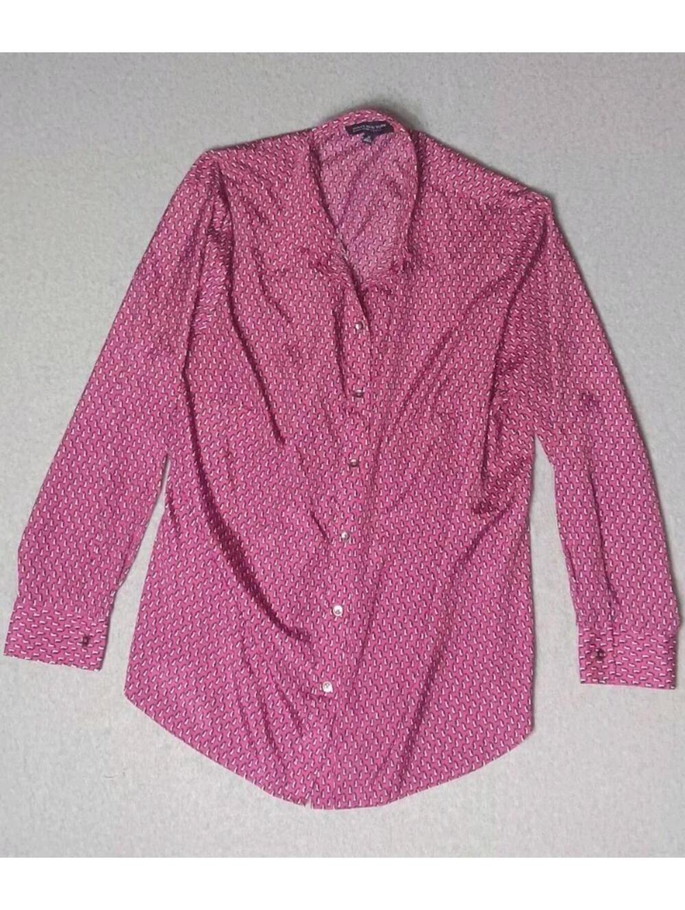 Jones New York Peguin Long Sleeve Button Up Womens Size 3XL Hot Pink Lightweight